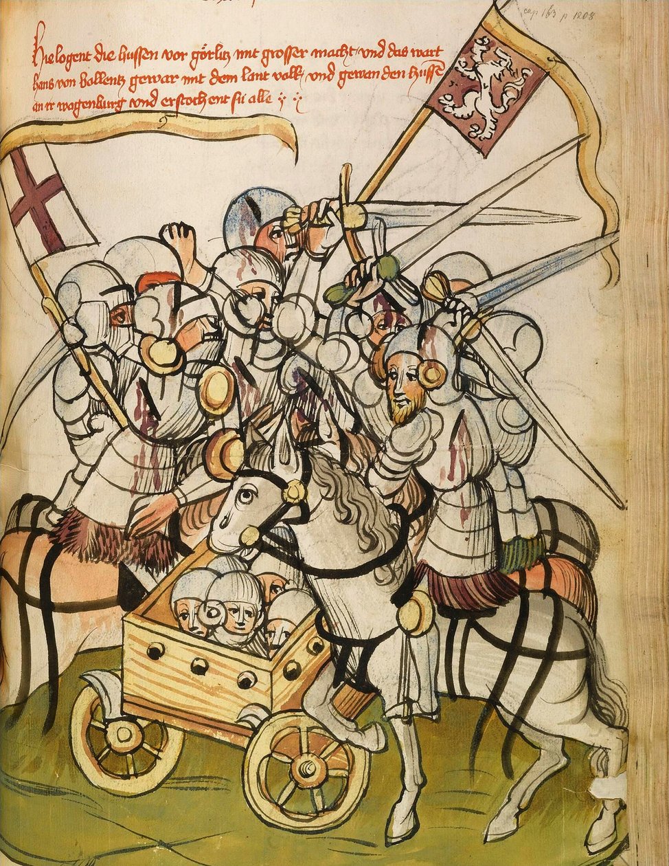 Scena di battaglia durante le crociate dei cattolici contro gli hussiti da Diebold (workshop) Lauber