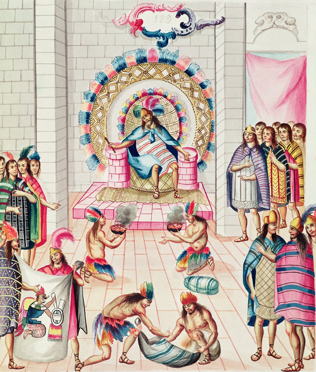 Tome 3 fol.129, Offerte al Re, da 'Teatro de la Nueva Espana', fine ...