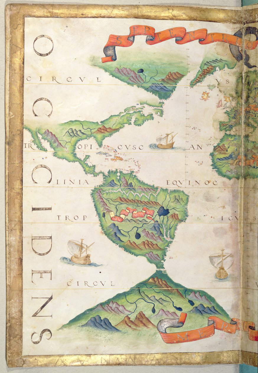 Le Americhe, dettaglio da atlante mondiale, 1565 da Diego Homem