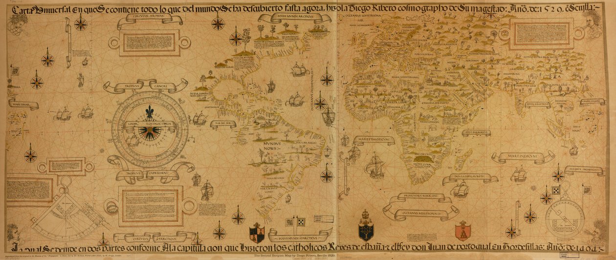 Carta universale che contiene tutto ciò che del mondo è stato scoperto fino ad ora da Diego Ribero