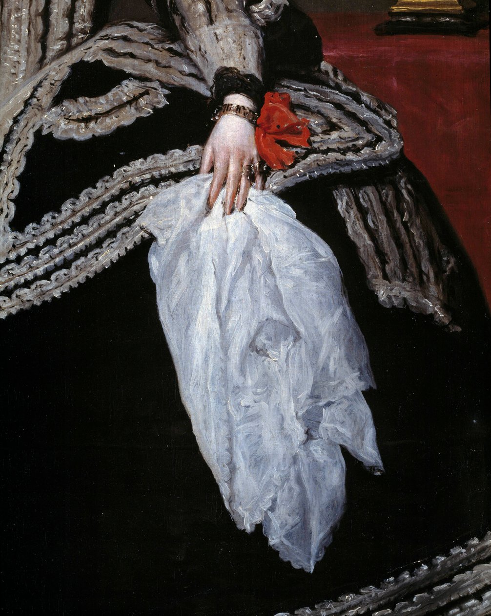 Mano e sciarpa (dettaglio) del ritratto della Regina Maria Anna d