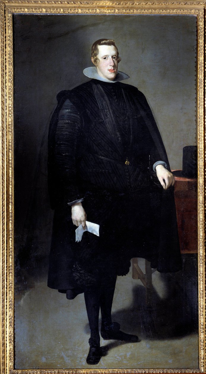 Ritratto a figura intera di Filippo IV (1605 - 1665). Dipinto di Diego Rodriguez de Silva y Velázquez (1599-1660) da Diego Velázquez