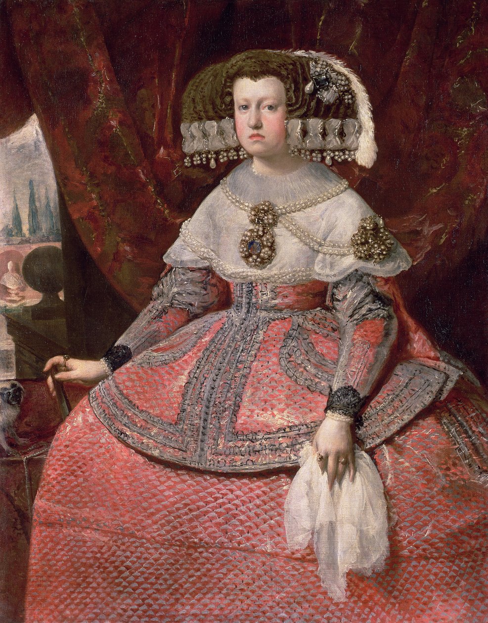 Regina Maria Anna di Spagna in un vestito rosso, 1655-60 da Diego Velázquez
