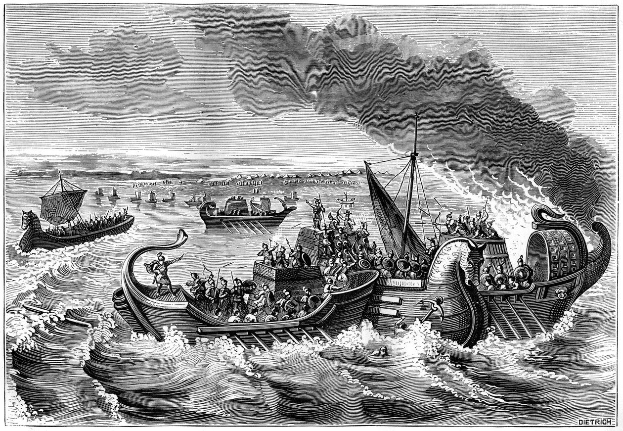 Combattimento tra navi romane e venete, fiume Loira, 56 a.C. 1882-1884 da Dietrich