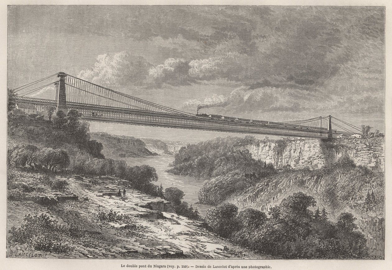 Il doppio ponte del Niagara da Dieudonne Auguste Lancelot