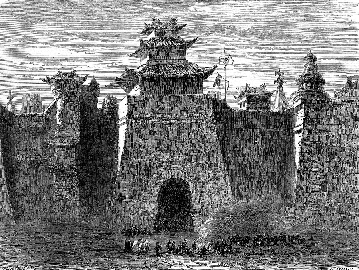 Mura e Porta di Pechino, Cina da Dieudonne Auguste Lancelot