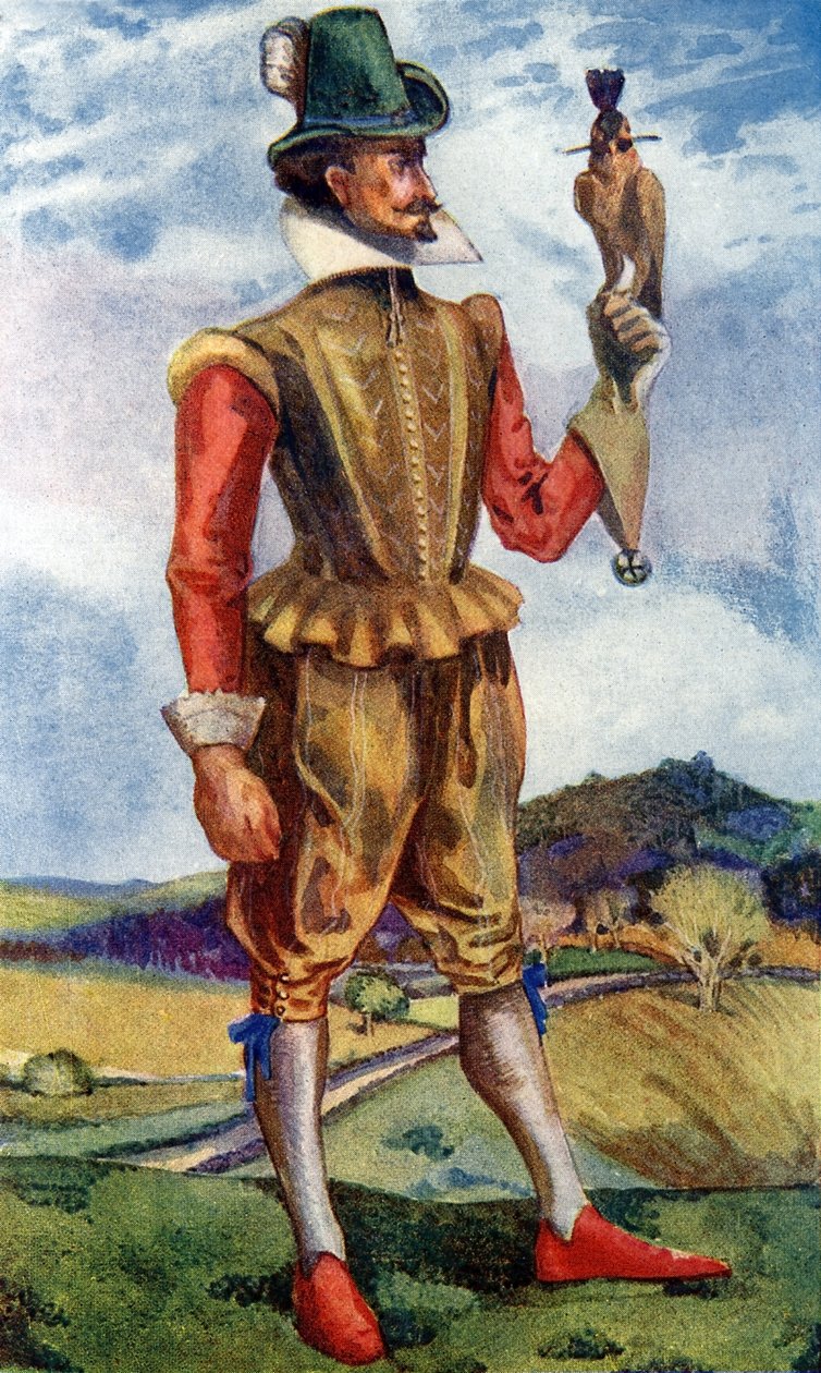 Costume maschile durante il regno di Giacomo I (1603-1625) da Dion Clayton Calthrop