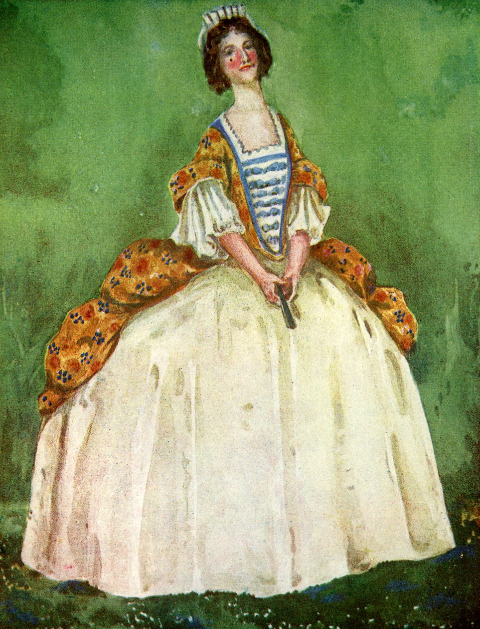 Costume femminile durante il regno di Anna I (1702-1714) da Dion Clayton Calthrop