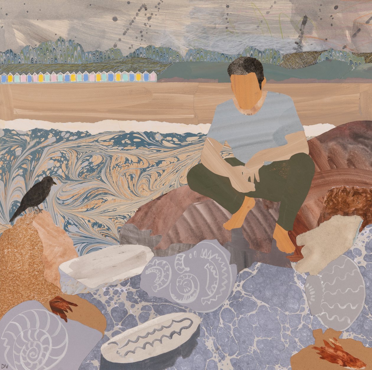 Capanne e fossili (collage) da Dione Verulam