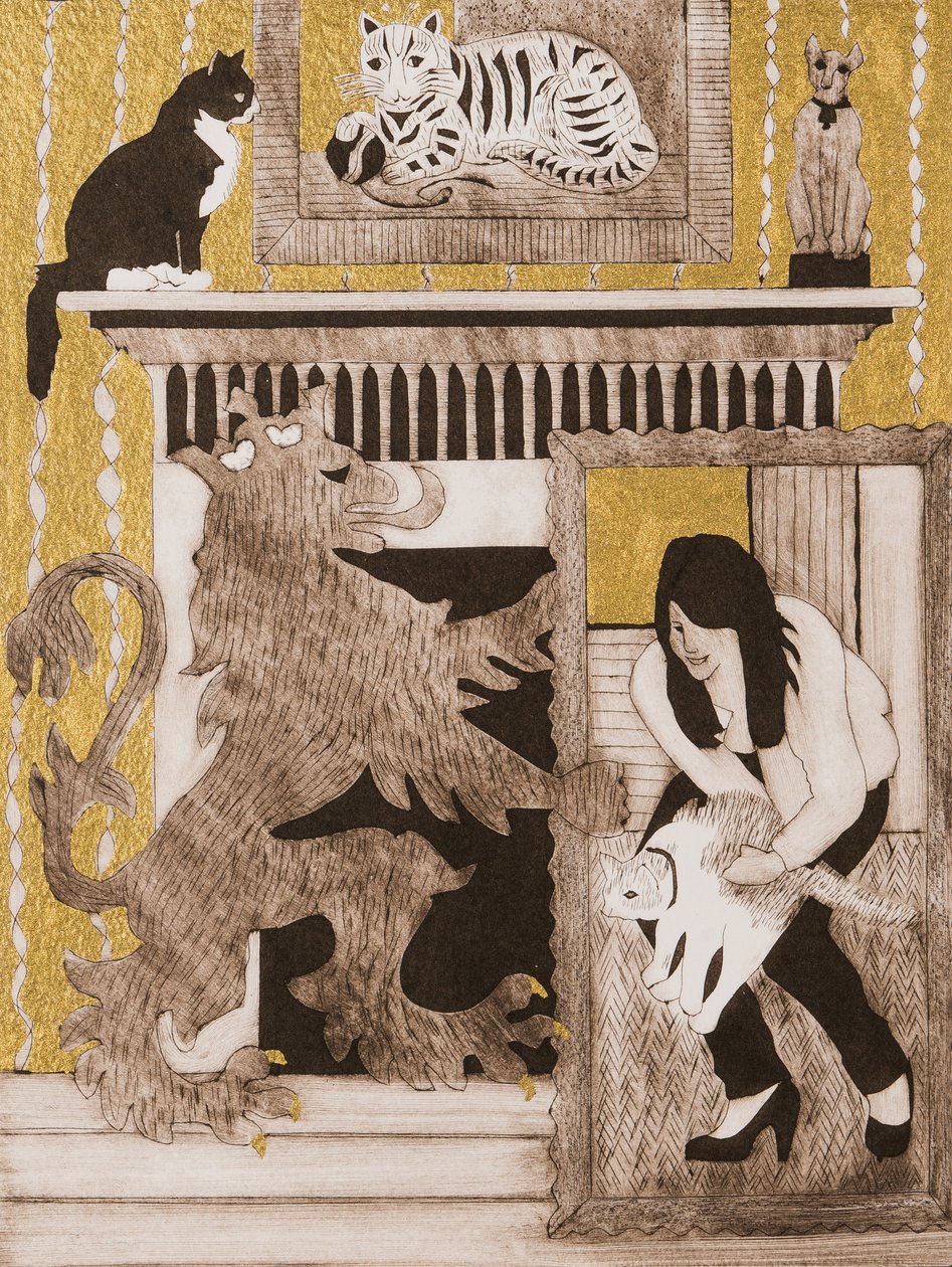 Gatti, 2017 (collagraph) da Dione Verulam