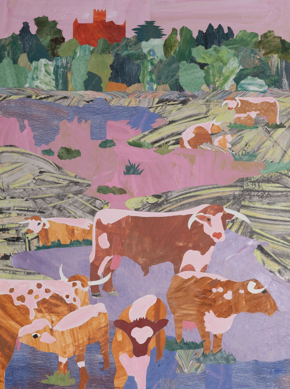 Longhorn a proprio agio (collage) da Dione Verulam