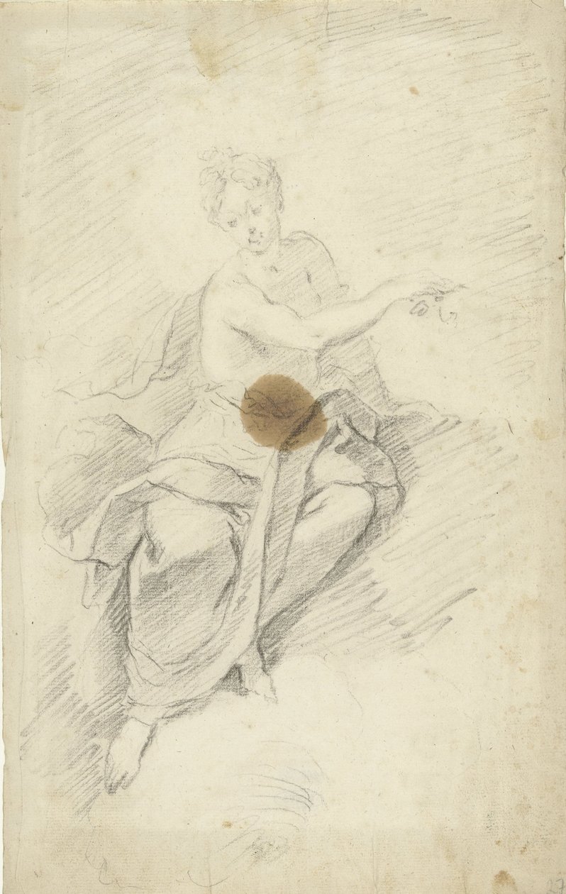 Studio di una ninfa o dea seduta tra le nuvole da Dionys van Nijmegen (possibly)