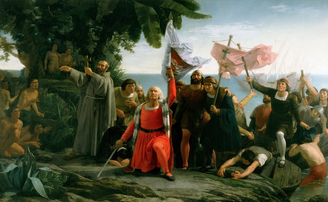 Primo sbarco di Cristoforo Colombo in America, 1862 da Dioscoro Teofilo Puebla Tolin