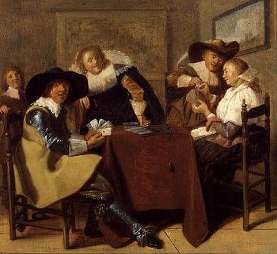 Una elegante partita a carte da Dirck (attr. to) Hals