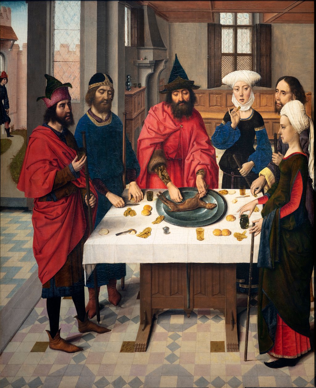 Chiesa parrocchiale (Parochiekerk Sint-Pieter). Dipinto. Ultima Cena. Dirk Bouts. 1464-1468. (dettaglio) da Dirck Bouts