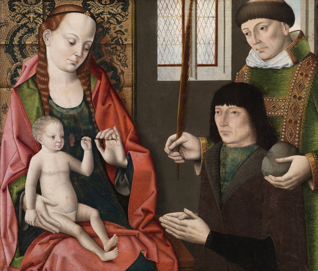 Vergine e Bambino con San Stefano e un donatore, c.1480 da Dirck Bouts