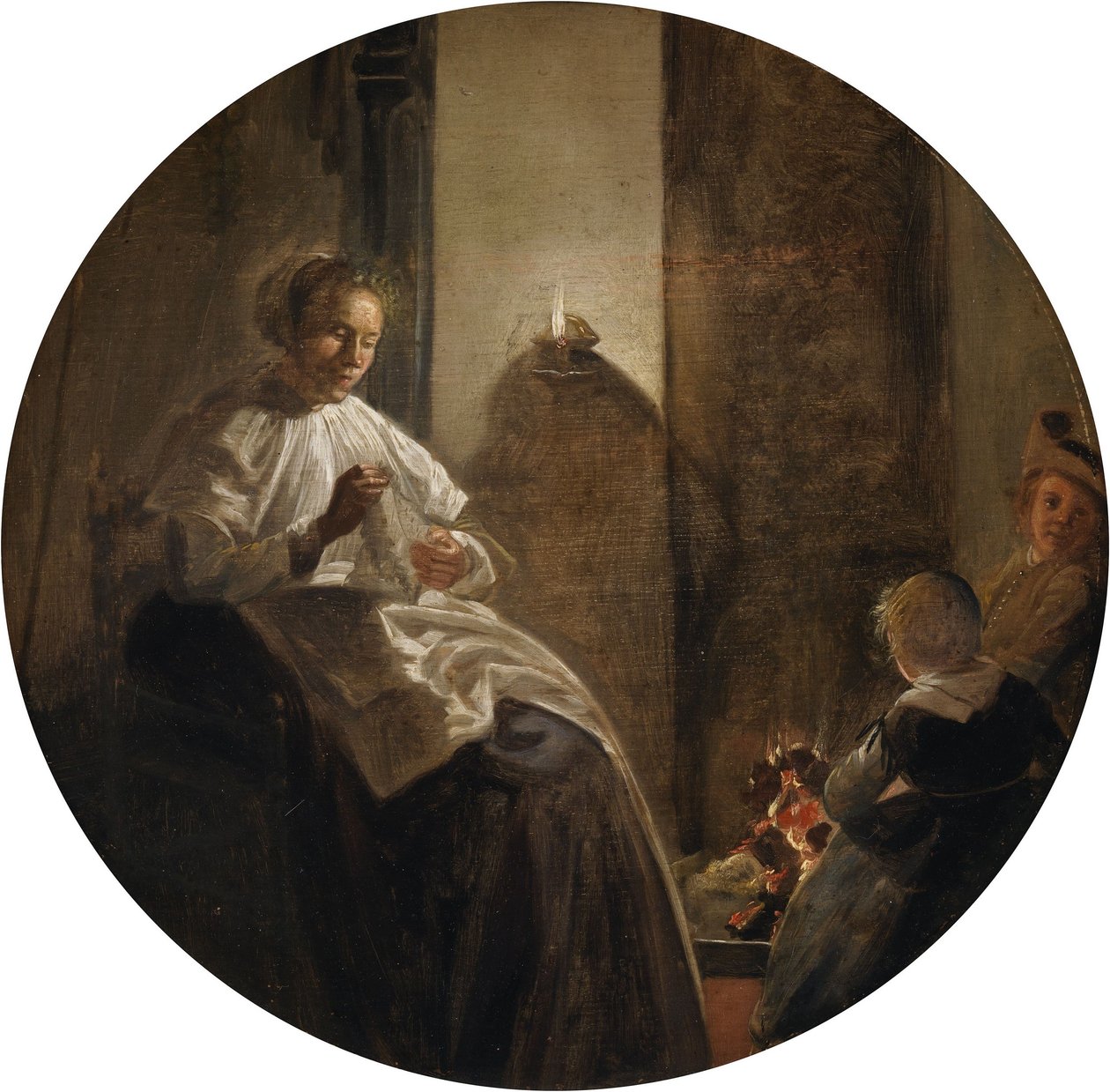 Una donna che cuce a lume di candela da Dirck Hals