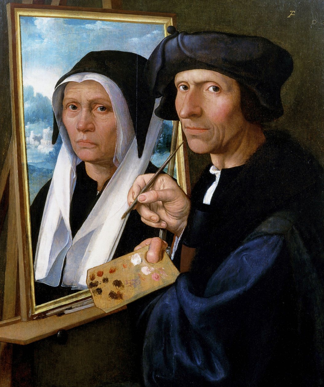Jacob Cornelisz. van Oostsanen mentre dipinge il ritratto della moglie da Dirck Jacobsz