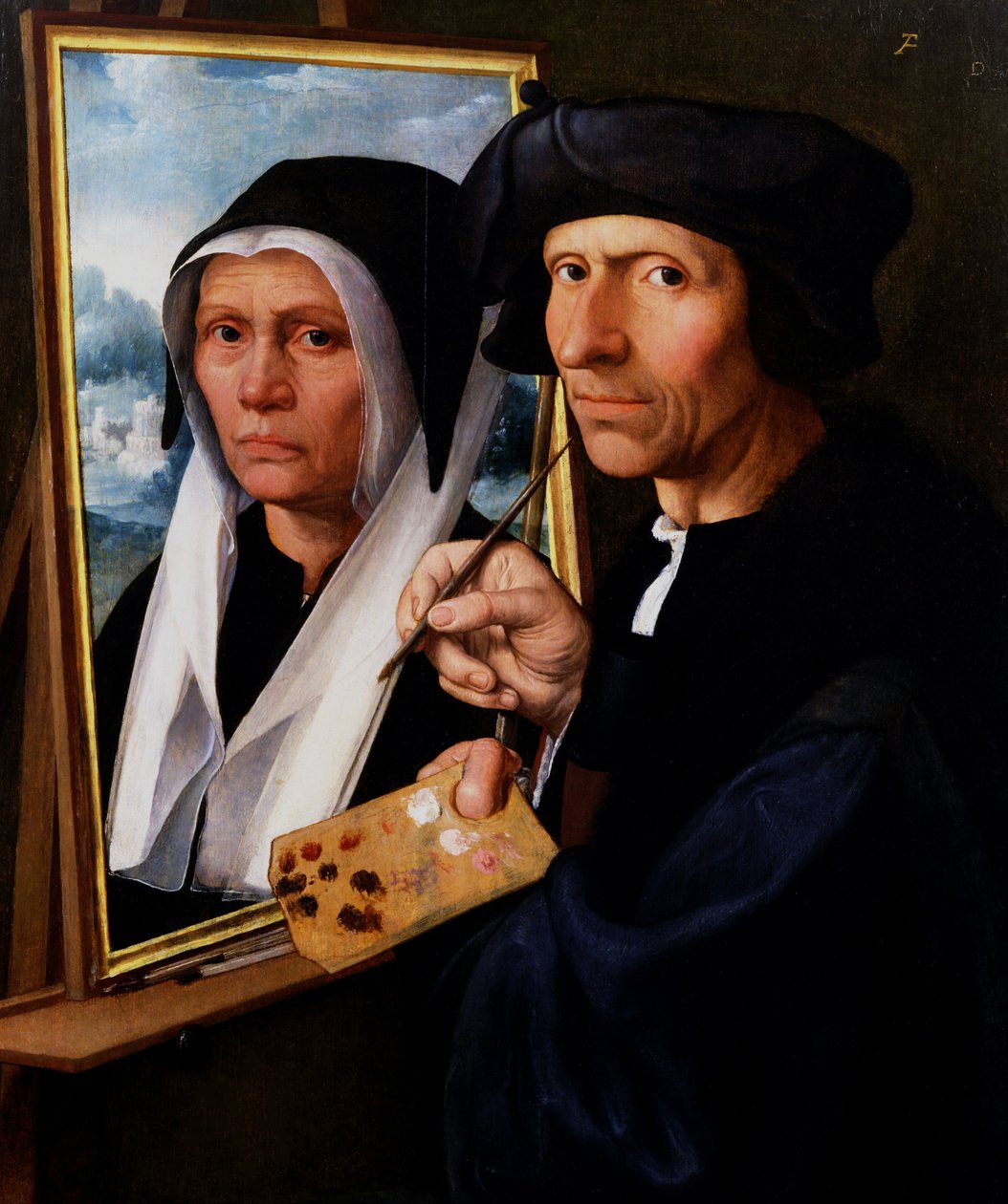 Jacob Cornelisz. van Oostsanen mentre dipinge il ritratto della moglie, 1530 circa - 1550 circa (olio su tavola) da Dirck Jakobsz