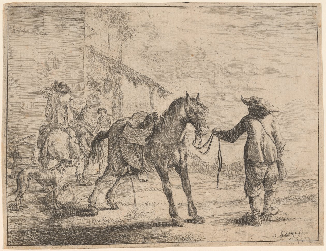 Un Cavallo che Urina Tenuto da un Uomo da Dirck Stoop