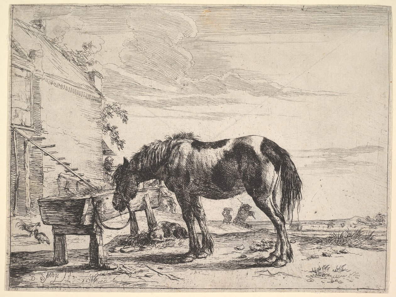 Cavallo legato a una mangiatoia da Dirck Stoop