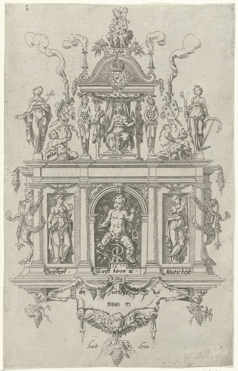 Stemma della camera dei retori di Haarlem De Wijngaertrancken da Dirck Volckertsz. Coornhert (attributed to)
