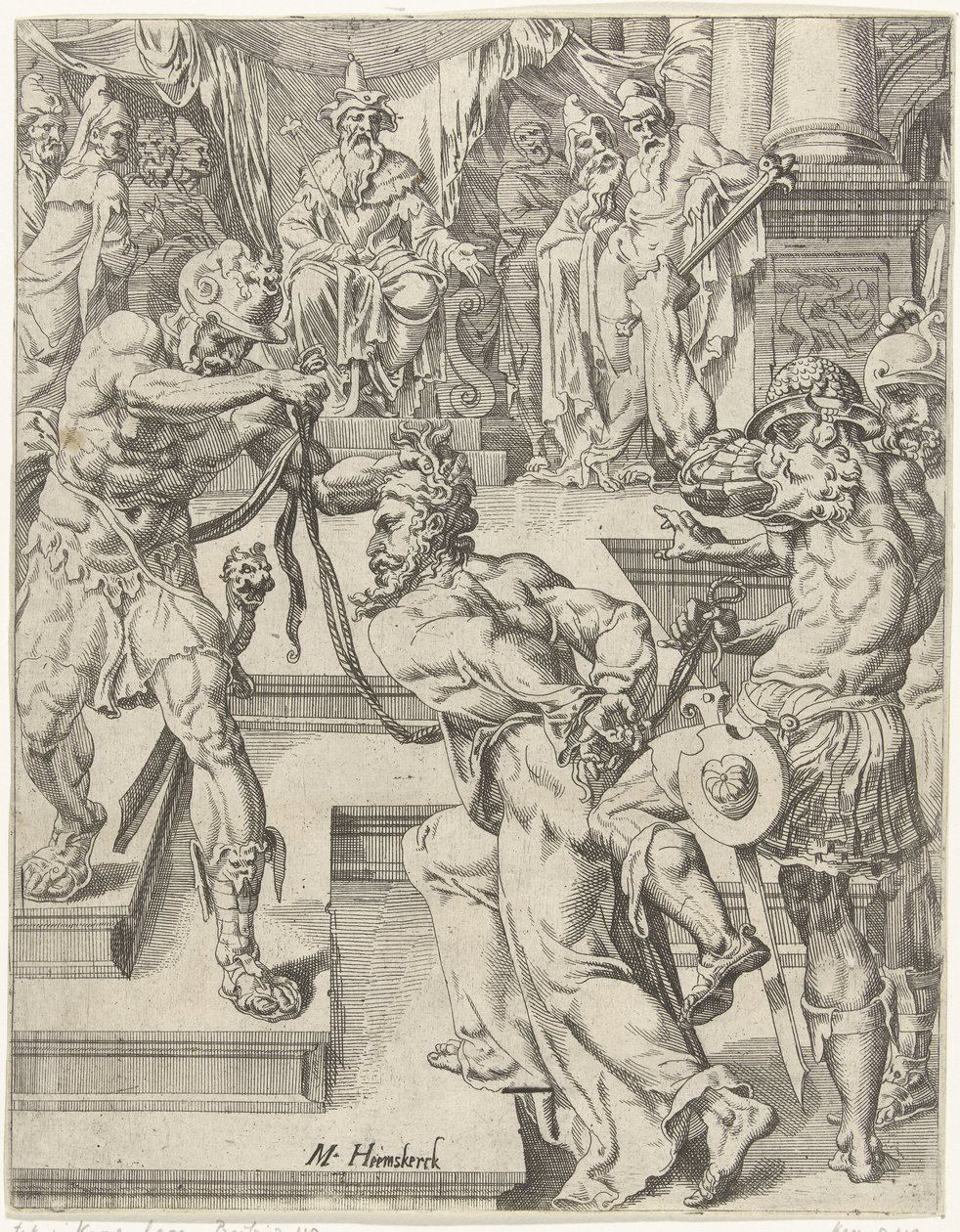 Cristo davanti a Caifa da Dirck Volckertsz. Coornhert (attributed to)