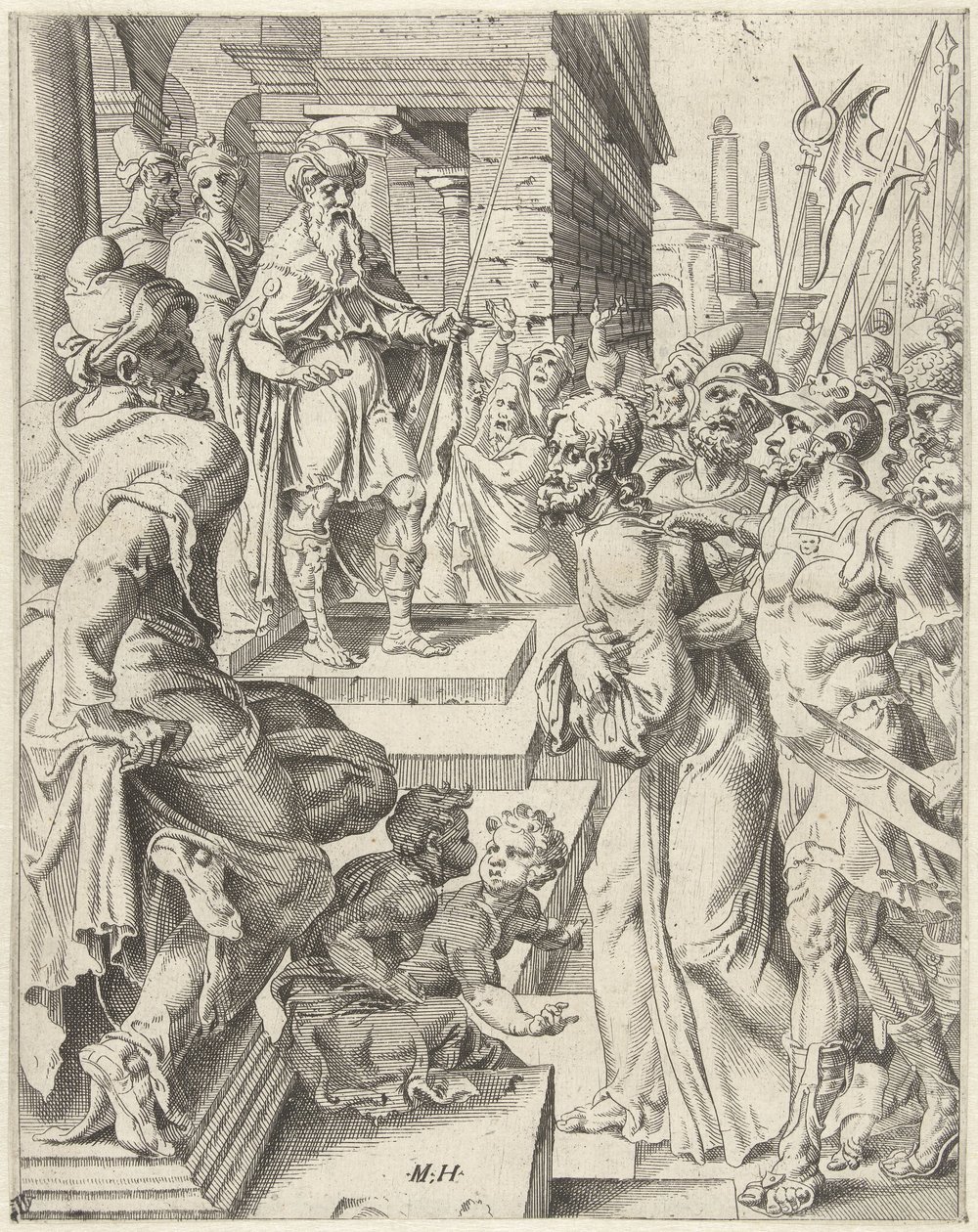Cristo davanti a Pilato da Dirck Volckertsz. Coornhert (attributed to)