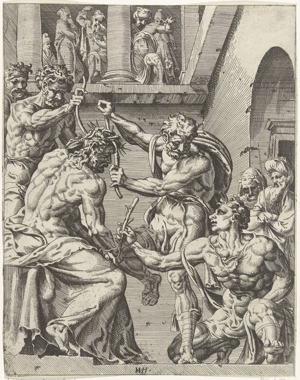 Cristo incoronato di spine da Dirck Volckertsz. Coornhert (attributed to)