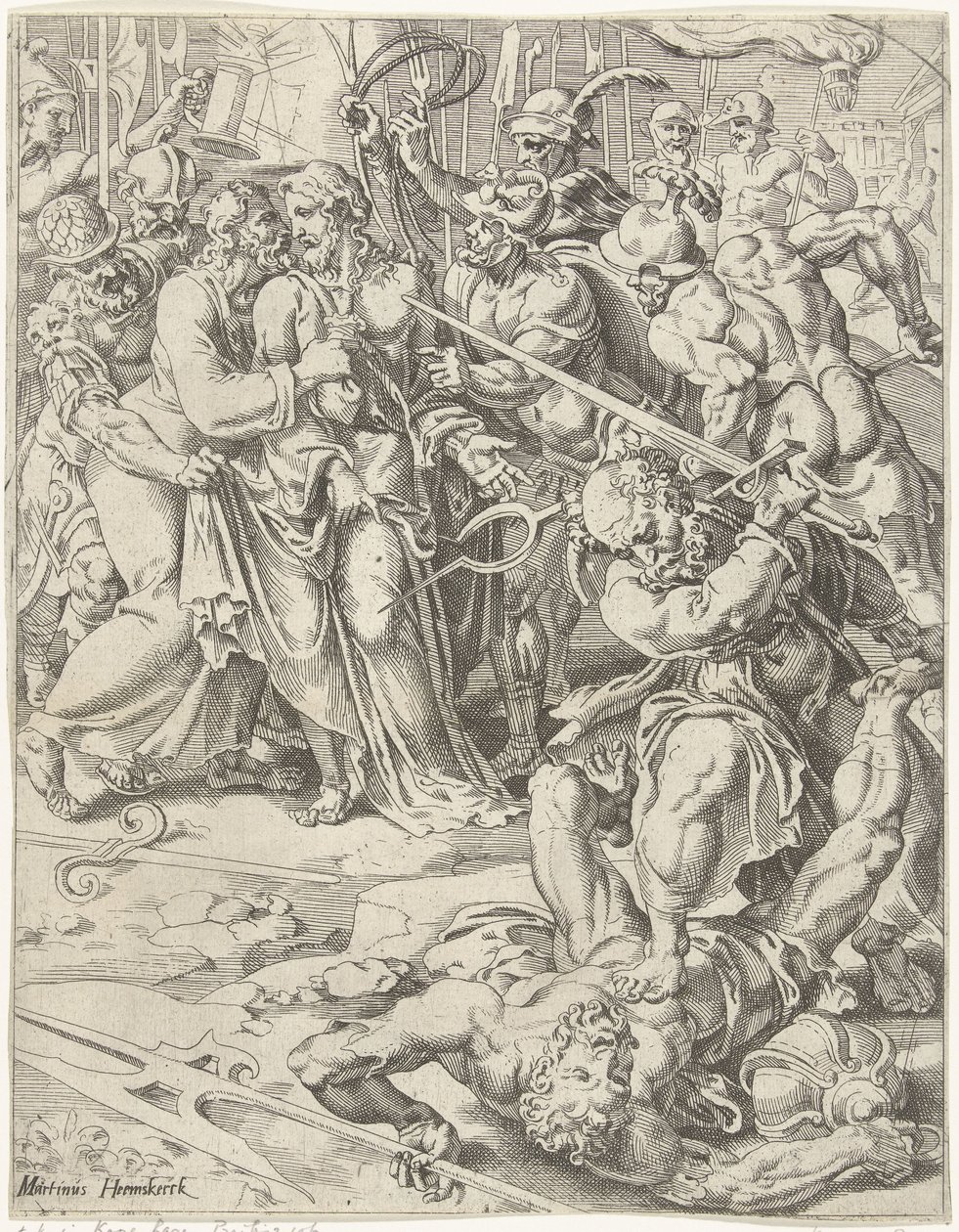 Bacio di Giuda e arresto di Cristo da Dirck Volckertsz. Coornhert (attributed to)