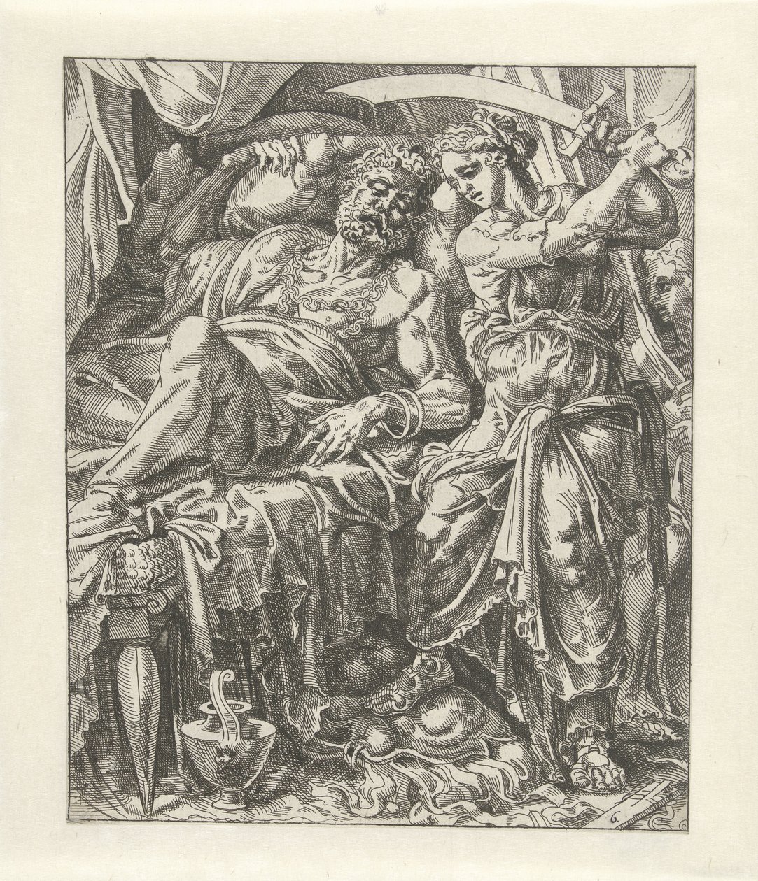 Giuditta decapita Oloferne (Giuditta e Oloferne) da Dirck Volckertsz. Coornhert (attributed to)