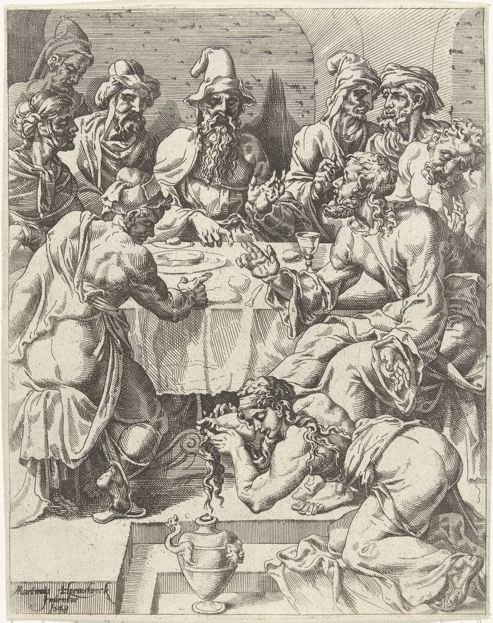 Maria Maddalena lava i piedi di Cristo da Dirck Volckertsz. Coornhert (attributed to)