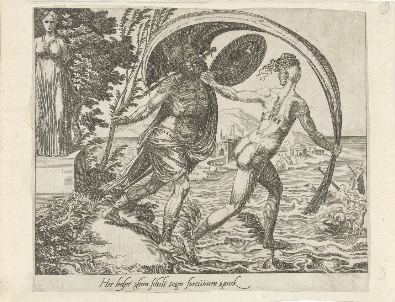 Nessuno scudo protegge dalla sfortuna; Più grande è la tua fortuna, più grandi sono i tuoi dolori da Dirck Volckertsz. Coornhert (attributed to)