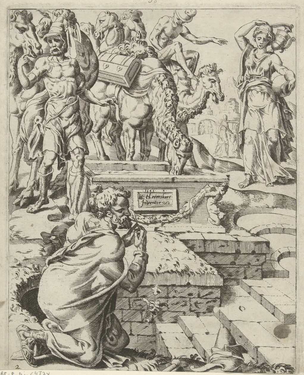 Rebecca incontra Eliezer al pozzo da Dirck Volckertsz. Coornhert (attributed to)