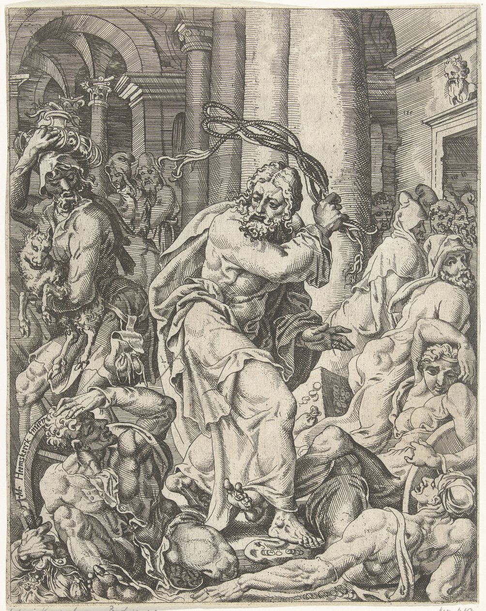 Cacciata dei cambiavalute dal tempio (serie) da Dirck Volckertsz. Coornhert (attributed to)