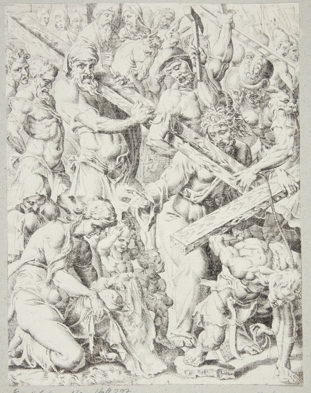 Cristo che porta la croce e il miracolo del panno di Veronica da Dirck Volckertsz. Coornhert