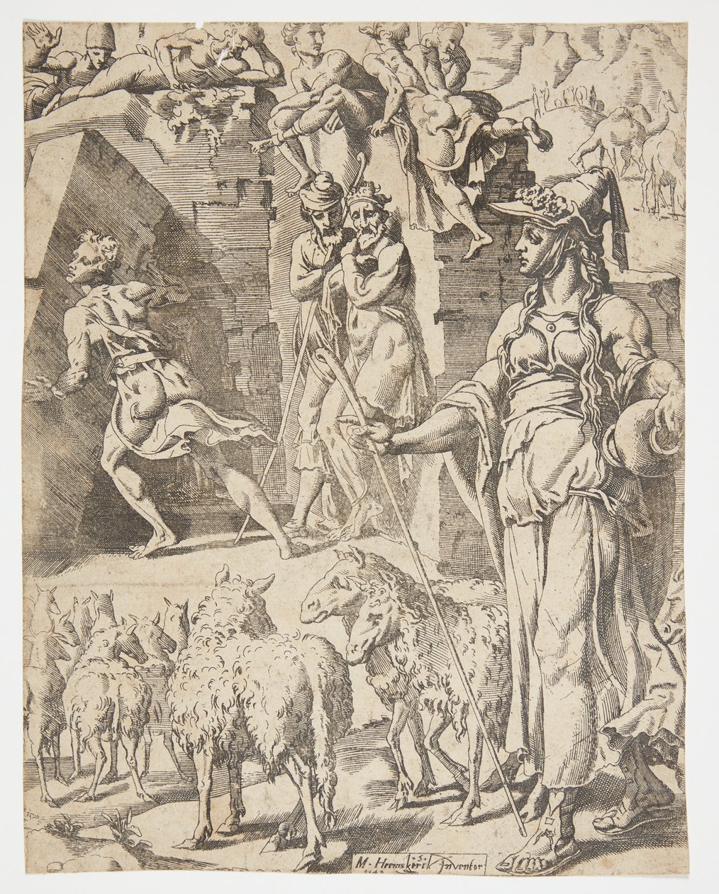 Giacobbe rimuove la pietra dalla bocca del pozzo da Dirck Volckertsz. Coornhert