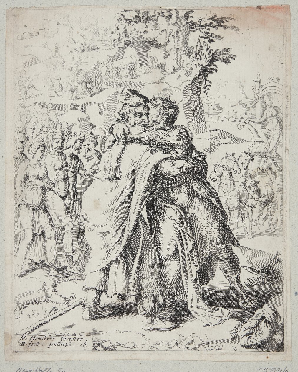 Giuseppe abbraccia suo padre da Dirck Volckertsz. Coornhert
