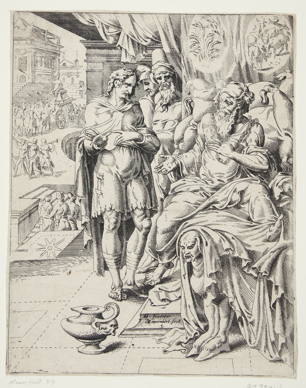 Giuseppe interpreta i sogni del Faraone da Dirck Volckertsz. Coornhert