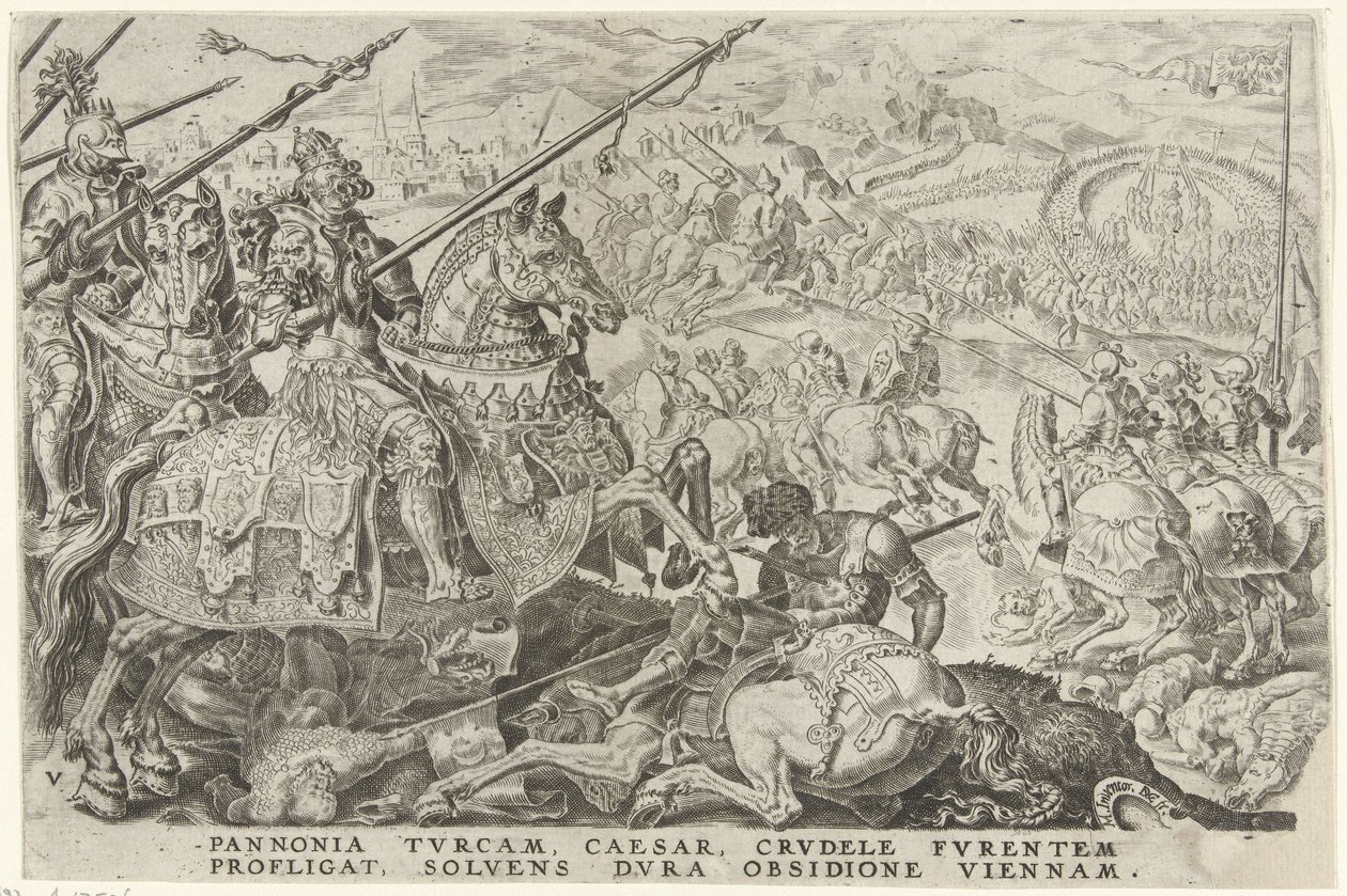 Liberazione di Vienna, 1529 (Overwinningen van Karel V, Divi Caroli. V. imp. opt. max. victoriae, ex multis praecipuae) da Dirck Volckertsz. Coornhert