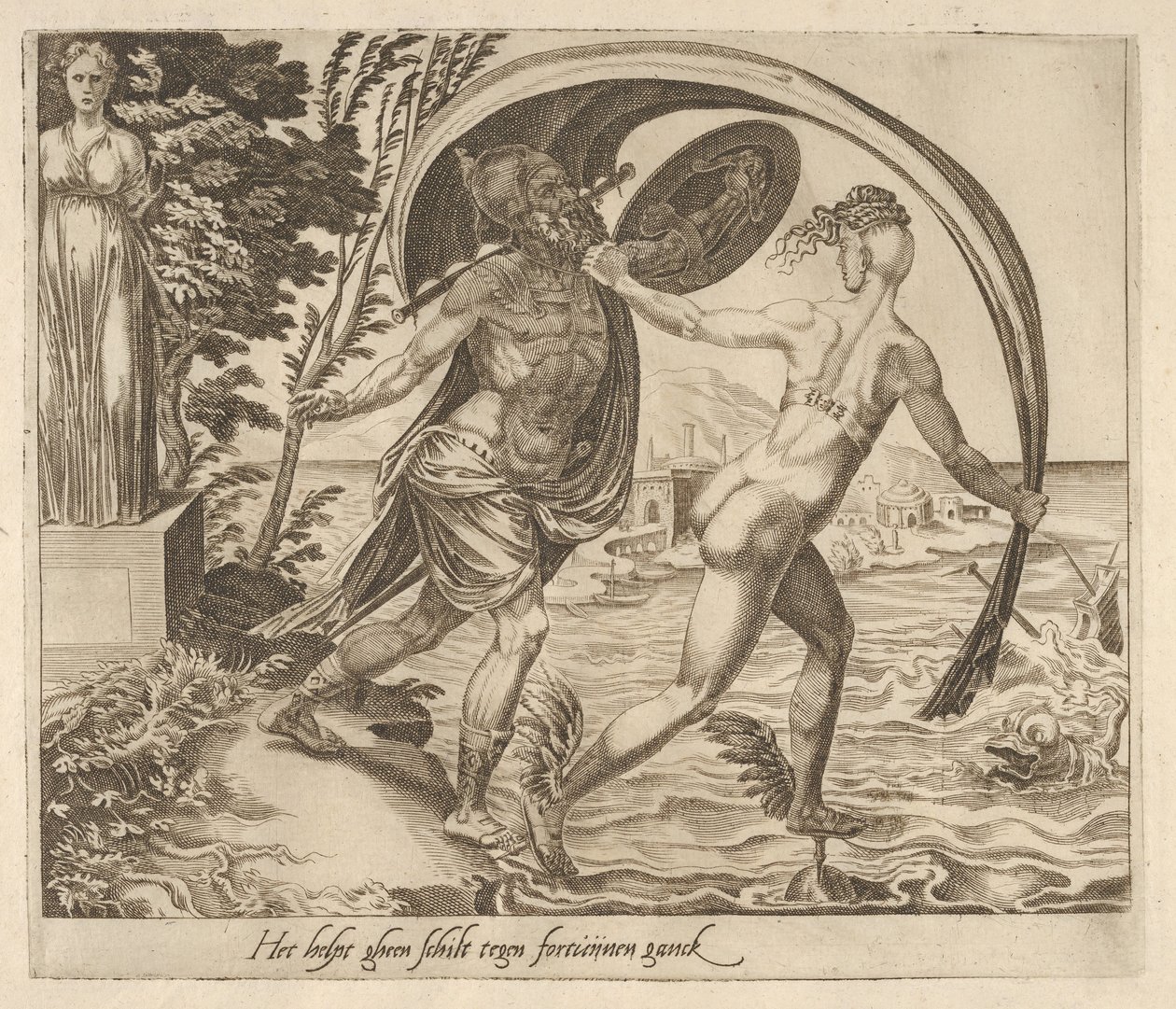 Uno scudo non serve quando la fortuna volta le spalle da Sei detti sulla fortuna da Dirck Volkertsen Coornhert