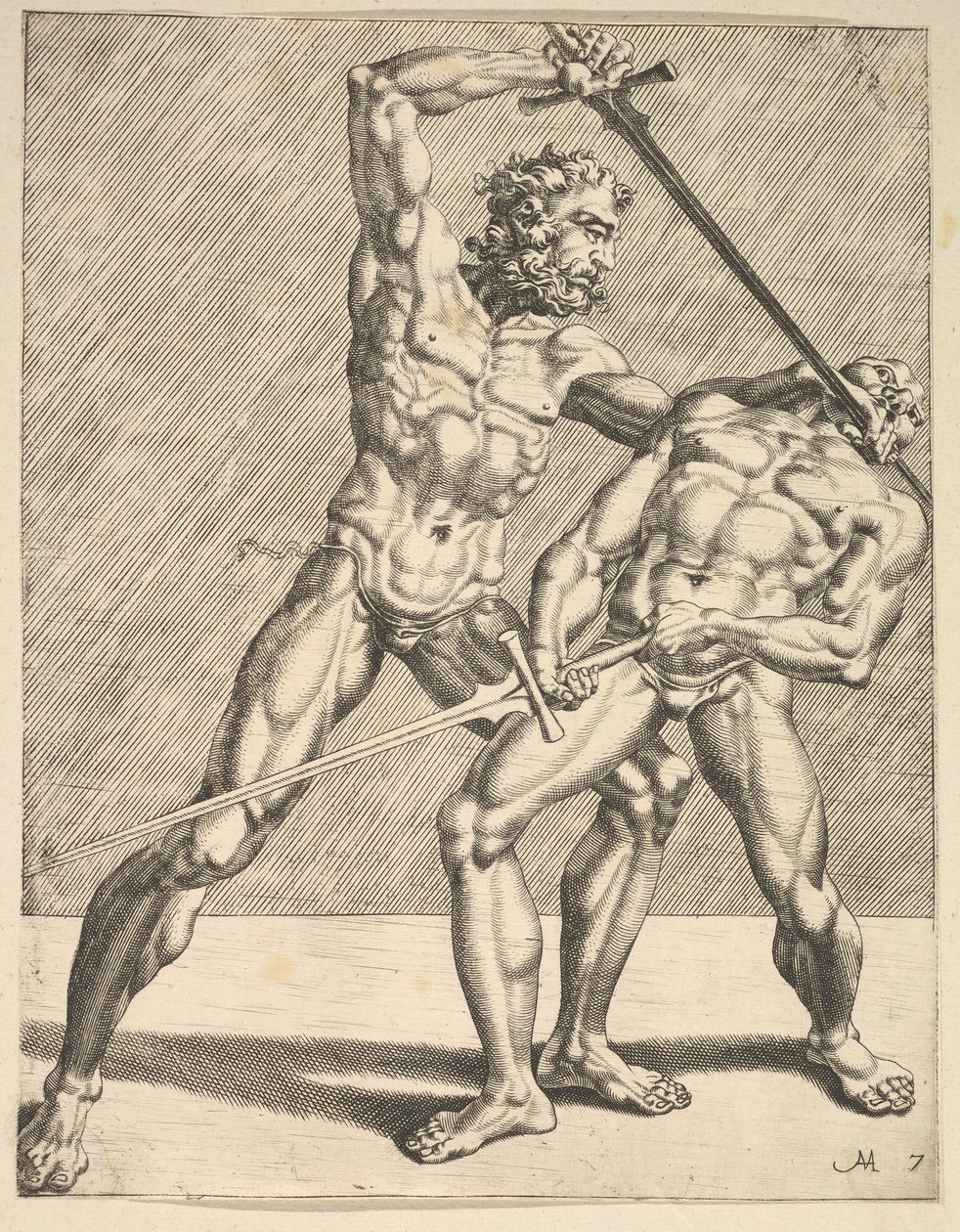 Due schermidori, da Schermidori, tavola 7, 1552 da Dirck Volkertsen Coornhert