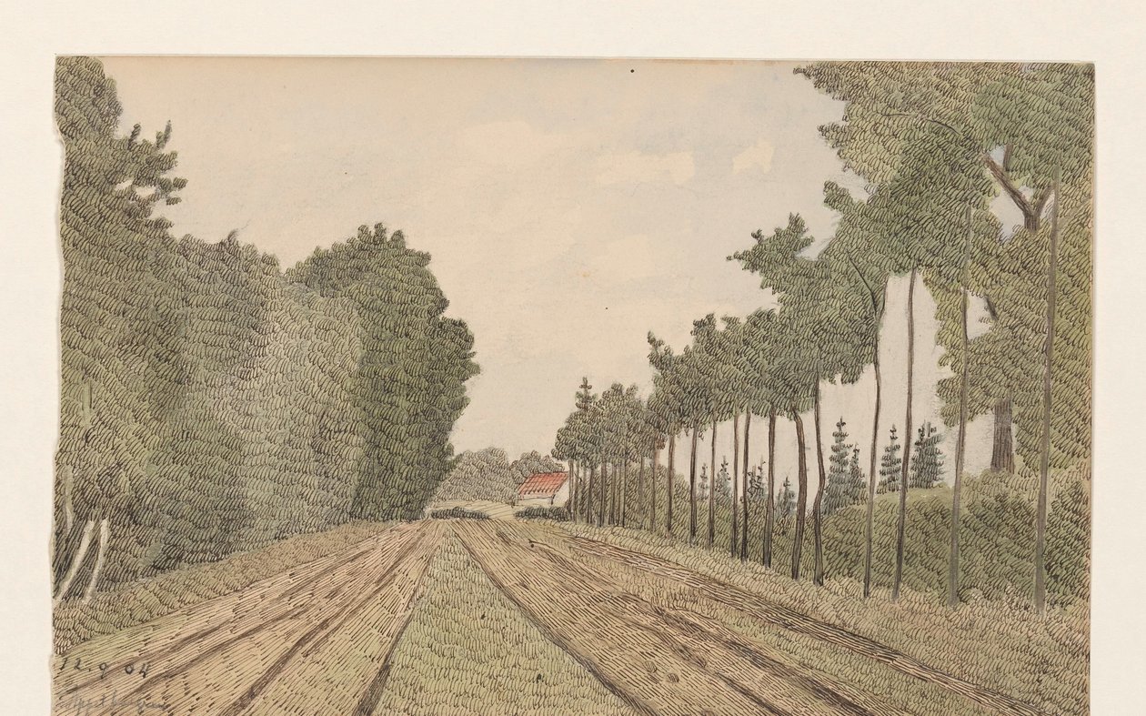 Paesaggio con un edificio in lontananza da Dirk Arnoldus Tavenraat