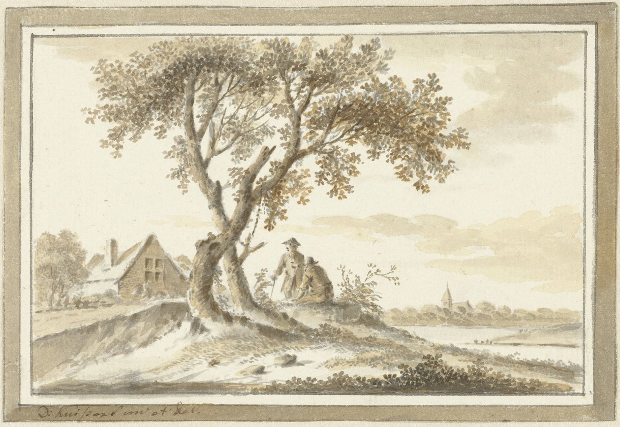 Paesaggio con due uomini sotto un albero da Dirk Kuipers