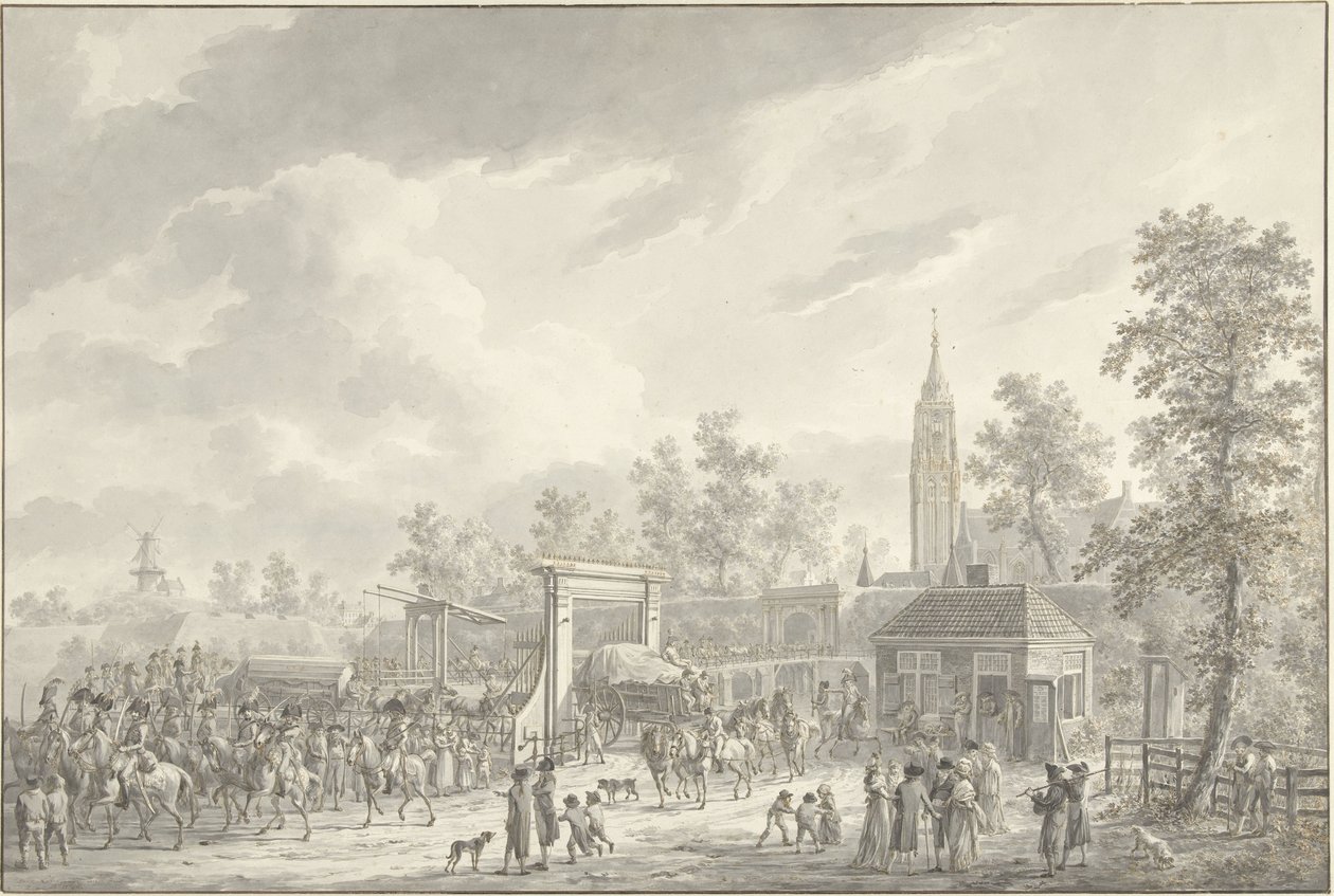 La partenza della guarnigione di Amersfoort nel 1790 da Dirk Langendijk (signed by artist)