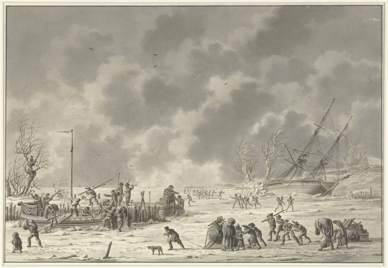 Fuga dei Landzaten a Texel, gennaio 1795 da Dirk Langendijk