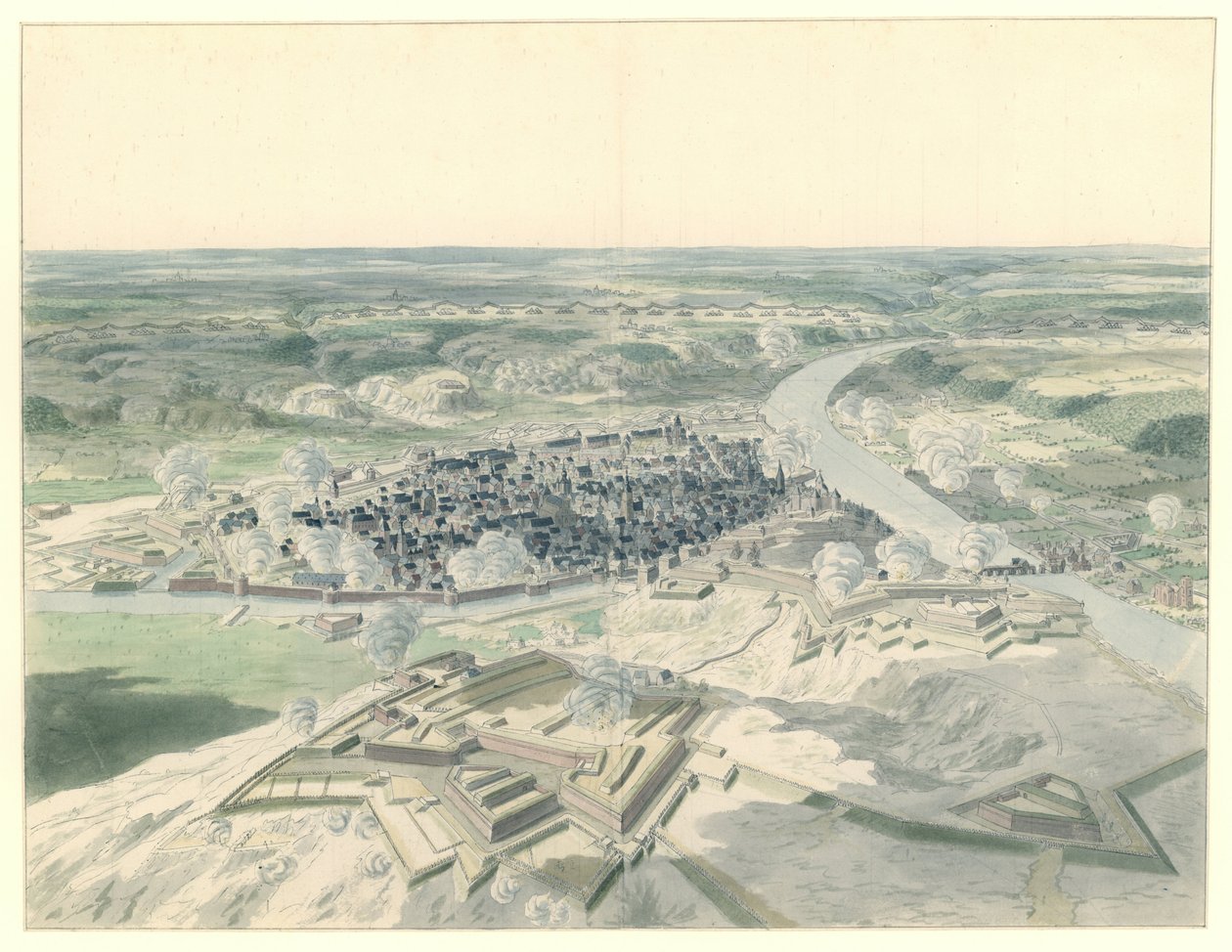 Veduta di Namur da ovest durante l