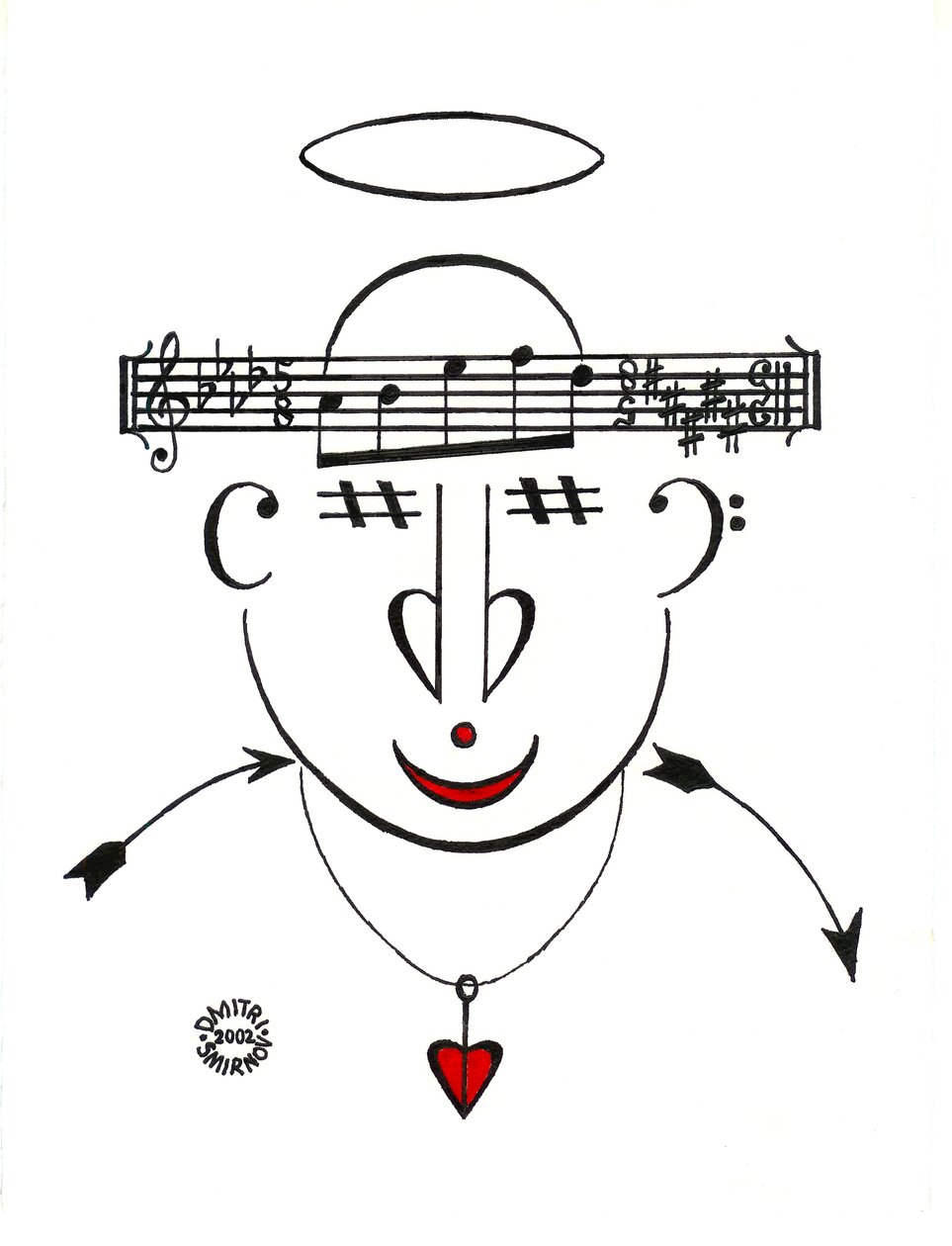 Dzen - un volto disegnato utilizzando la notazione musicale da Dmitri Smirnov
