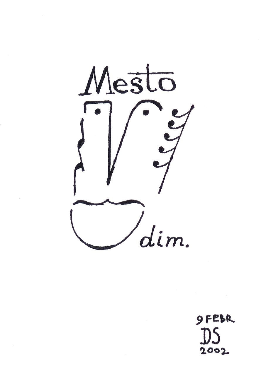 Mesto - una caricatura di un volto disegnata utilizzando la notazione musicale da Dmitri Smirnov