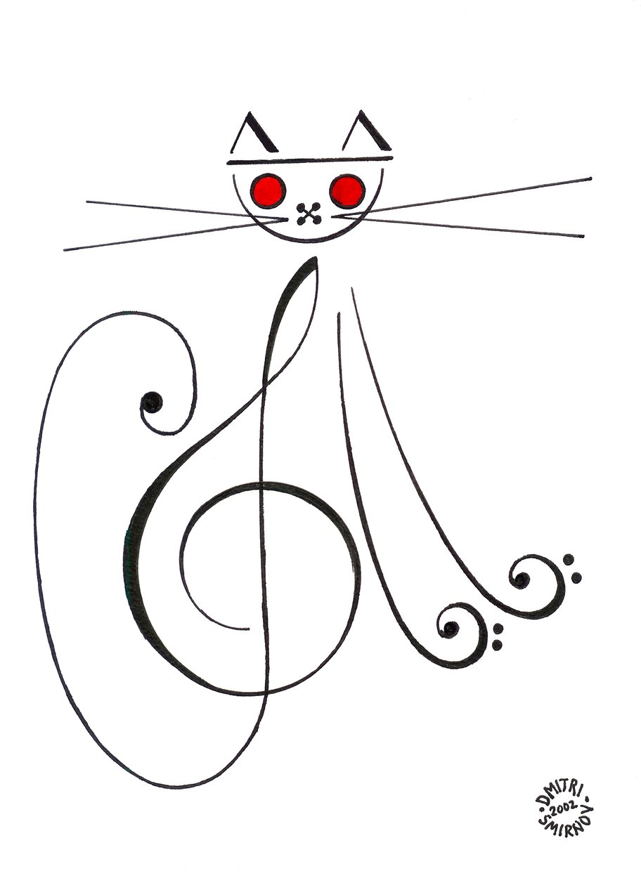Gatto musicale - un gatto disegnato utilizzando la notazione musicale da Dmitri Smirnov